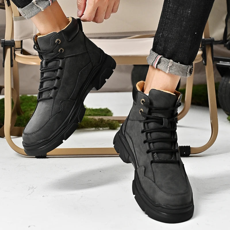 Men's high top shoes for autumn and winter, comfortable and simple design, daily office and outdoor travel shoes