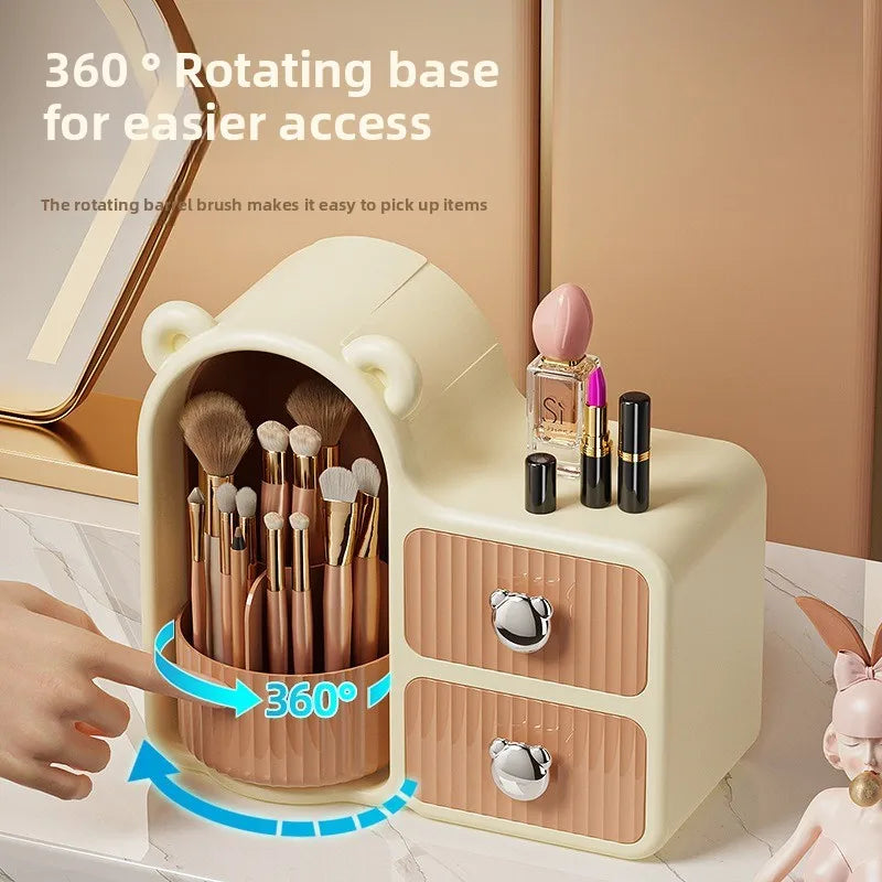 Rotating makeup storage box, desktop organizer, dust-proof cosmetic box, drawer-style cosmetic storage box