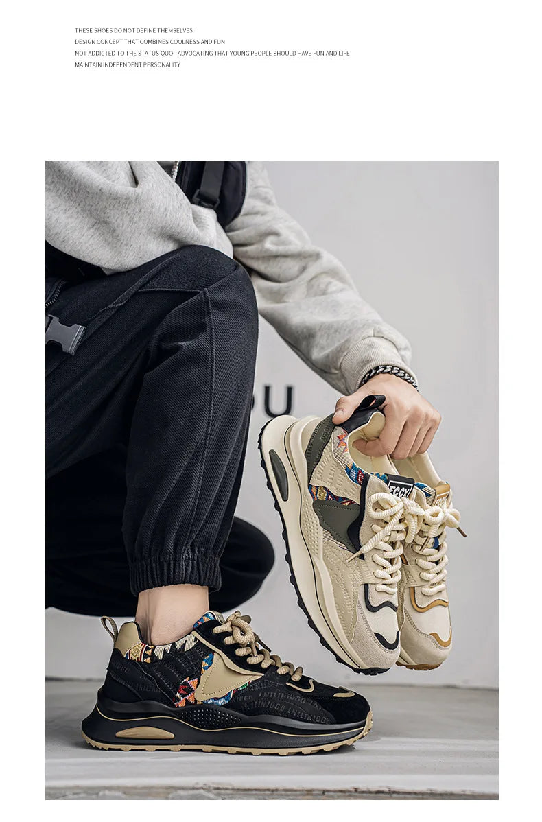 Men's Shoes 2025 Spring New Casual Versatile Comfortable Fashion Trend Niche Non-slip Wear-Resistant Retro Sneakers