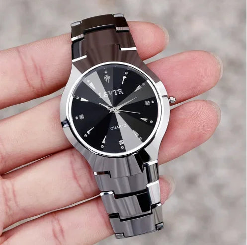 1/2pcs Couples Dial Cutting Quartz Watch Business Fashion Analog Calendar Wrist Watch Valentines Gift For Men Women Date Watch