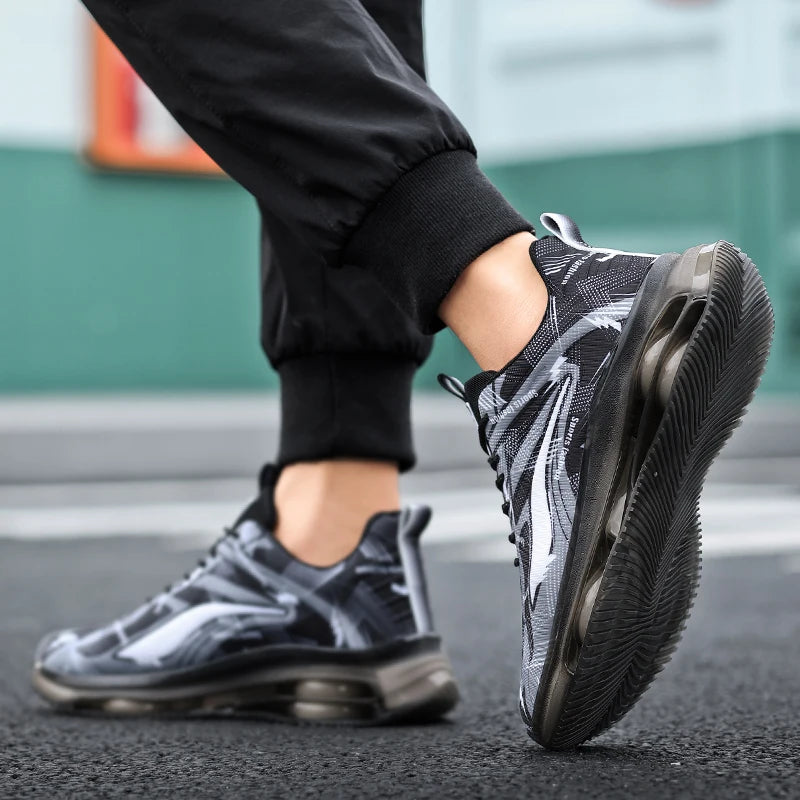 Men's Fashion Basketball Shoes with Air Cushions, Comfortable and Non-Slip, Breathable and Shock-Absorbing, Suitable for Men's Outdoor Activities