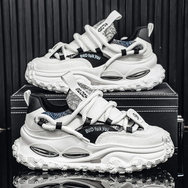 Men's Shoes 2025 Thick Sole Height Increasing New Breathable Trend Fashionable and Versatile Casual Sports Comfortable Trend