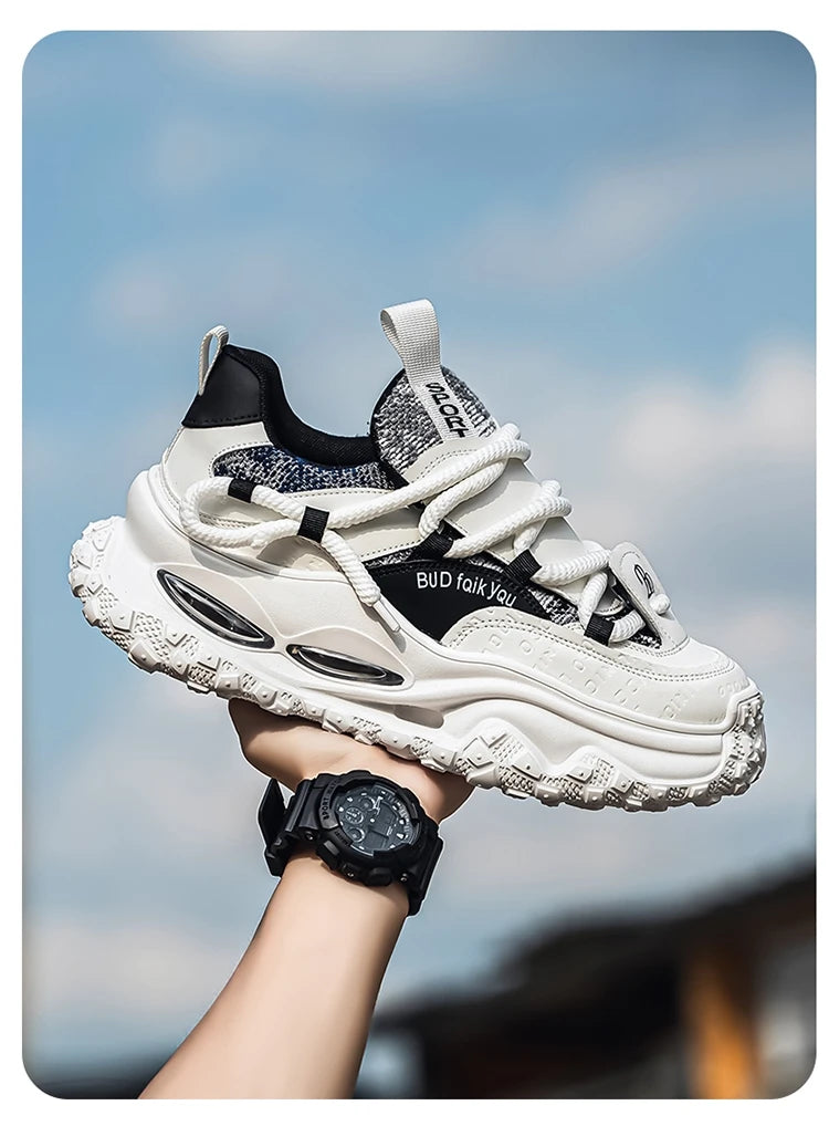 Men's Shoes 2025 Thick Sole Height Increasing New Breathable Trend Fashionable and Versatile Casual Sports Comfortable Trend