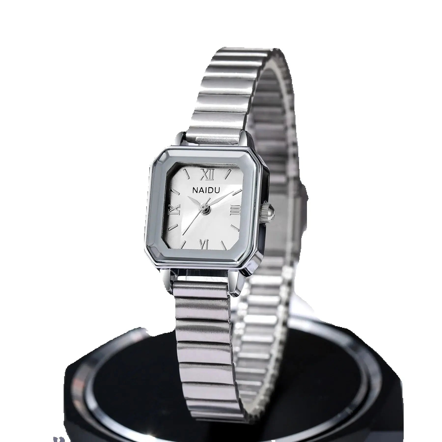A small, exquisite and light luxury watch with a steel band for women, exuding a sense of artistic, niche and high-end style