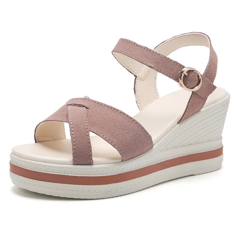 Women's Sandals Mix Color Wedges Heels Sandals Summer 2025 Shoes Woman Heeled Sandals Platform Summer Shoes Women Block Footwear