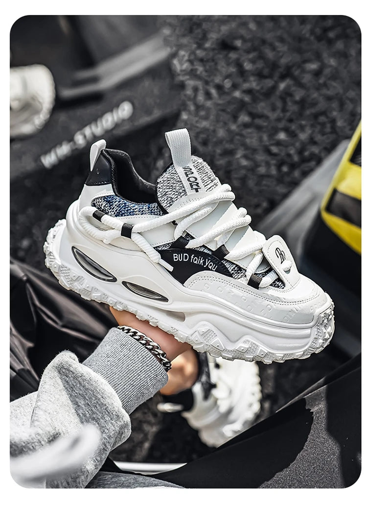 Men's Shoes 2025 Thick Sole Height Increasing New Breathable Trend Fashionable and Versatile Casual Sports Comfortable Trend