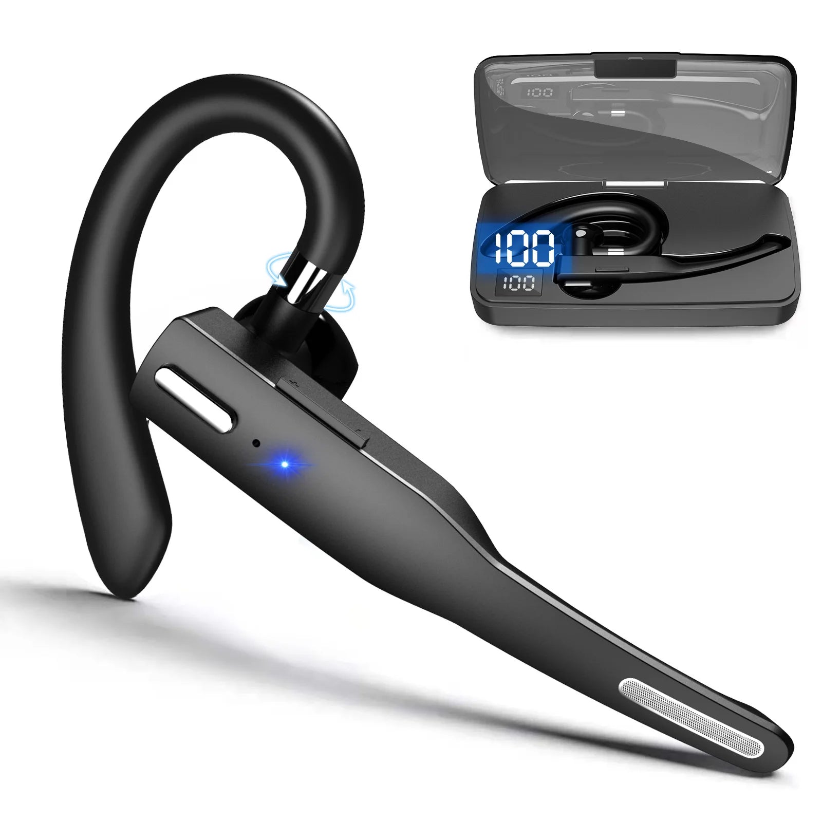 Wireless Bluetooth Headset Earphones 5.1 Single Handsfree For Driving HD Call Noise Headphone Microphone Business Headset