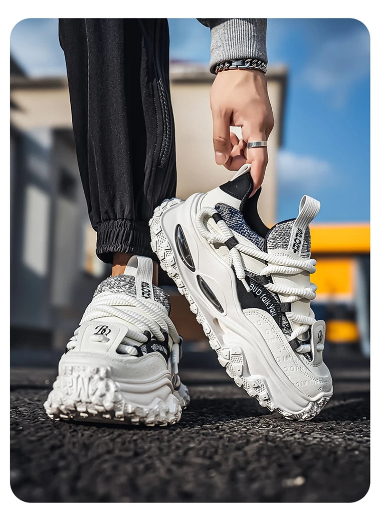 Men's Shoes 2025 Thick Sole Height Increasing New Breathable Trend Fashionable and Versatile Casual Sports Comfortable Trend