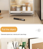 Desktop Makeup Organizers Light Luxury Cosmetics Storage Box Dustproof Sundries Storage Cabinet Bathroom Skincare Storage Rack