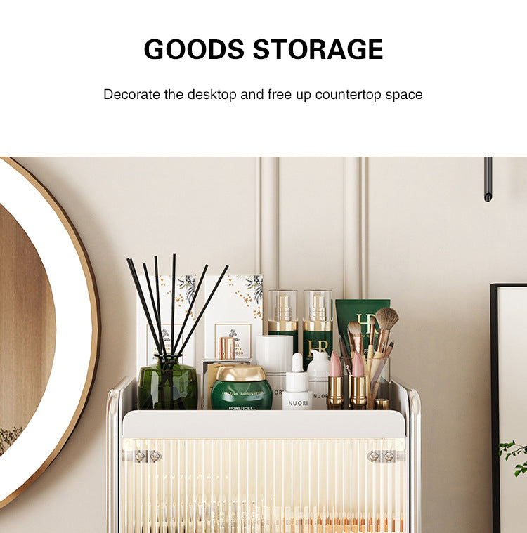 Desktop Makeup Organizers Light Luxury Cosmetics Storage Box Dustproof Sundries Storage Cabinet Bathroom Skincare Storage Rack