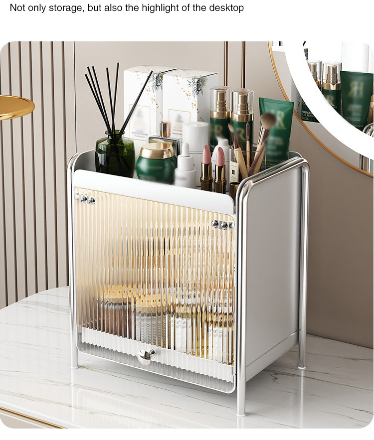 Desktop Makeup Organizers Light Luxury Cosmetics Storage Box Dustproof Sundries Storage Cabinet Bathroom Skincare Storage Rack
