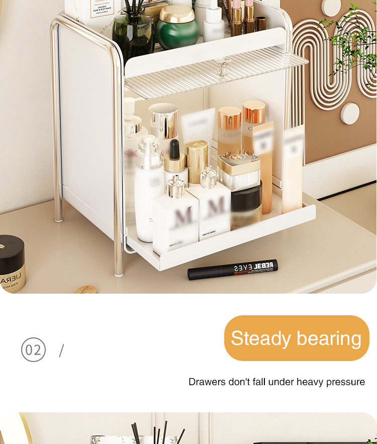 Desktop Makeup Organizers Light Luxury Cosmetics Storage Box Dustproof Sundries Storage Cabinet Bathroom Skincare Storage Rack