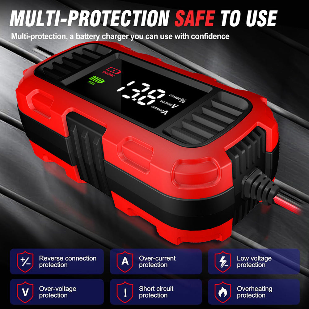 Digital For Lead-Acid Battery Charger Smart Battery Charger For Car Motorcycle Scooter Battery Charging Battery Maintenance