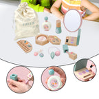 Makeup Toy Kits Wooden Makeup Toys with Cosmetic Bag for Girls Role Playing Games Pretend Play Makeup Beauty Set Birthday Gifts