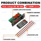 Handsfree 200W Amplifier Bluetooth DIY MP3 Decoder board 12V Wireless Car MP3 Player Record USB TF AUX FM Radio Folder Switching