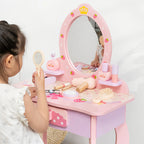 Wooden Cosmetics Toy Set Girls Play House Toys Simulation Lipstick Eye Shadow Nail Paint Toys Pretend Makeup Role-playing Game