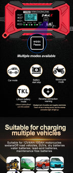 12V 6A Car Battery Charger Pulse Repair LiFePO4 14.6V Smart Fast Charge AGM Deep Cycle GEL Lead-Acid Charger For Auto Motorcycle