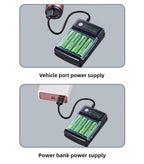 1.5V USB 4 slots Charger Independent Charging AA alkaline battery charger Smart Portable Rechargeable Battery Charger with cover