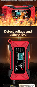 12V 6A Car Battery Charger Pulse Repair LiFePO4 14.6V Smart Fast Charge AGM Deep Cycle GEL Lead-Acid Charger For Auto Motorcycle