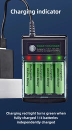1.5V USB 4 slots Charger Independent Charging AA alkaline battery charger Smart Portable Rechargeable Battery Charger with cover