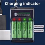 1.5V USB 4 slots Charger Independent Charging AA alkaline battery charger Smart Portable Rechargeable Battery Charger with cover