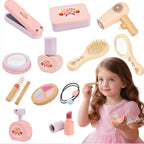 Wooden Cosmetics Toy Set Girls Play House Toys Simulation Lipstick Eye Shadow Nail Paint Toys Pretend Makeup Role-playing Game