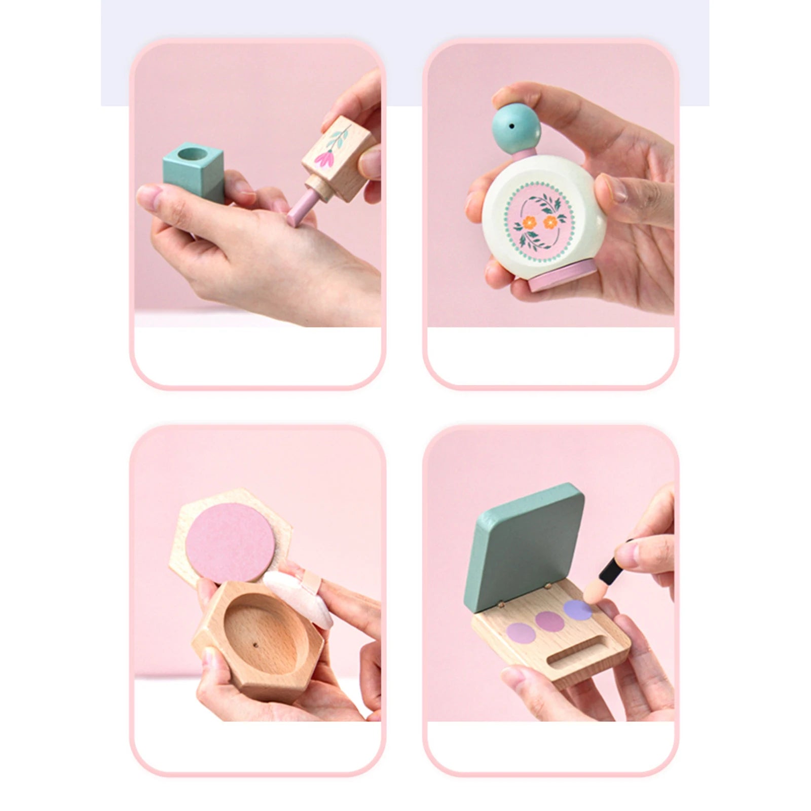 Makeup Toy Kits Wooden Makeup Toys with Cosmetic Bag for Girls Role Playing Games Pretend Play Makeup Beauty Set Birthday Gifts