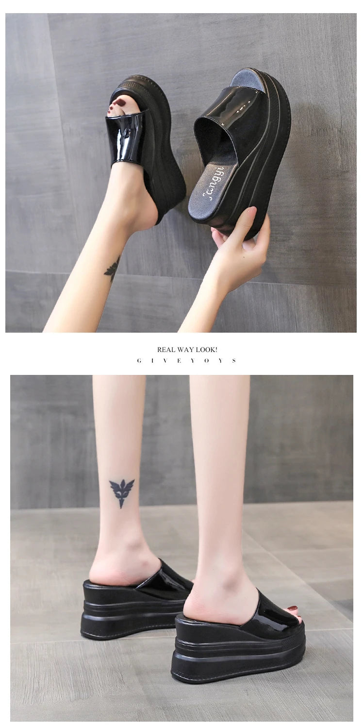 Women Slippers Female Shoes Rubber Beach Slippers For Women Ladies High Platform Flip Flops Red Slides New Summer Shoes Woman