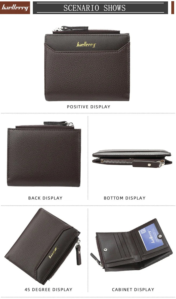 2024 New Men Wallets Free Name Customized Short Male Purse Zipper High Quality Card Holder PU Leather Wallet For Men