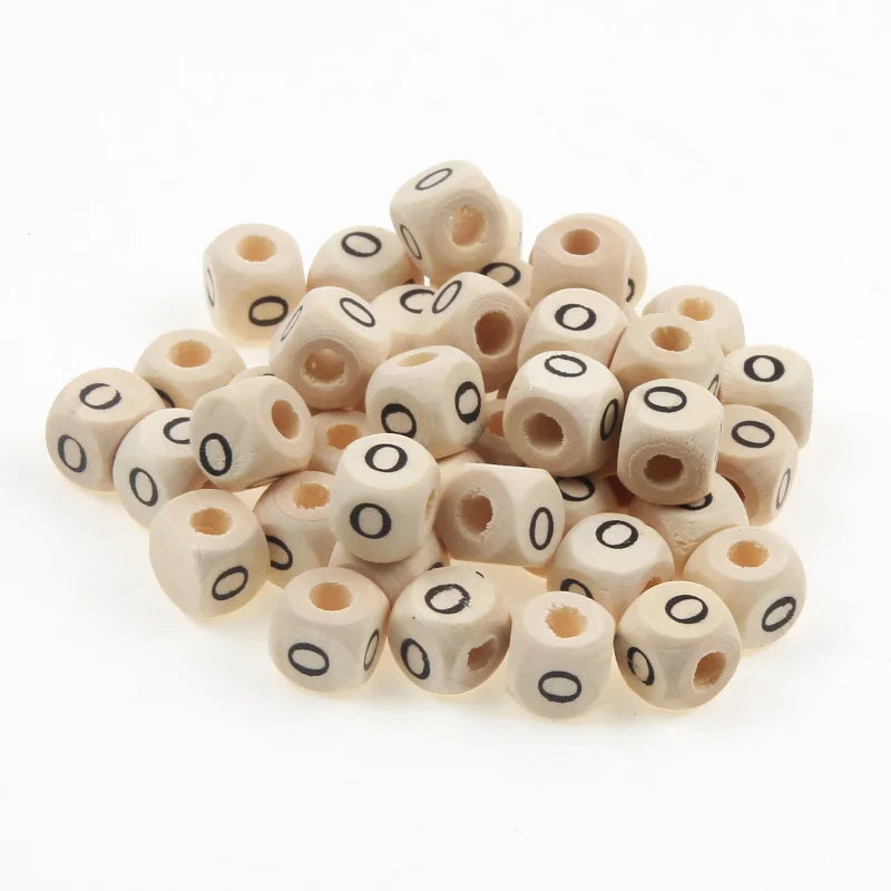 Natural Wooden 50pcs10mm Square Letter Beads Handmade Making Fashion Jewelry Gasket Beads DIY Wooden Bead Carfts Letter Optional