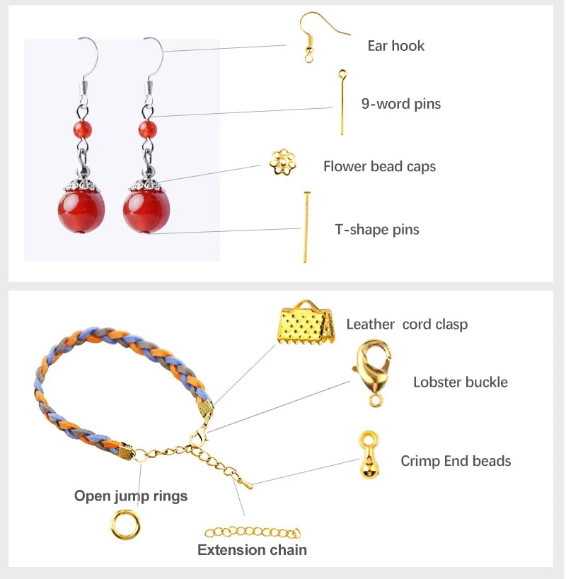 Alloy Accessories Jewelry Findings Set Copper Wire Open Jump Rings Jewelry Making ToolsEarring Hook Jewelry Making Supplies Kit