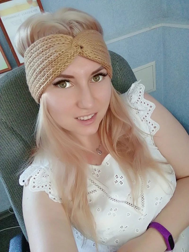 Winter Ear Warmer Headband Women Fashion Elastic Wool Knitted Headband Head Wrap Hairband Girls Elegant Hair Band Accessories