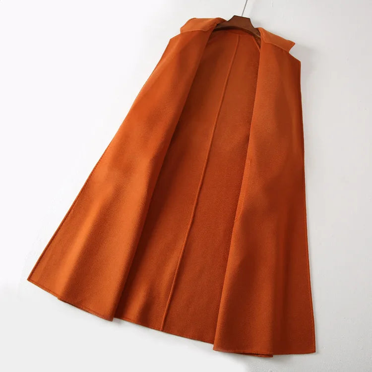 Winter Korean Popular High-end Water Corrugated Woolen Overcoat 2023 Fashion Long Bathrobe Style 100% Wool Jacket Coat Women