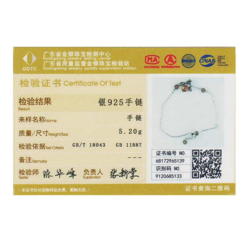 BAMOER Genuine 100% 925 Sterling Silver Dancing Honey Bee Chain Link Women Bracelet Crystal Big Stone Bracelet Jewelry SCB043