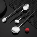 Matte Black Silver Cutlery Set Kitchen Tableware Restaurant Western Dinnerware Knife Dessert Fork Coffee Spoon Teaspoon Flatware