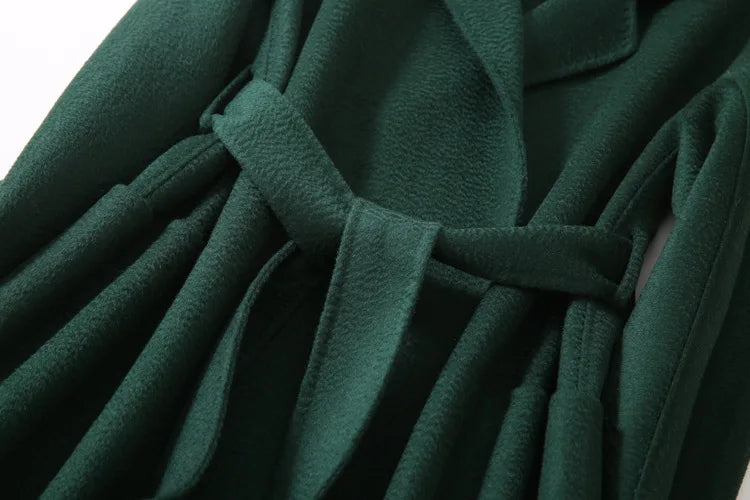 Winter Korean Popular High-end Water Corrugated Woolen Overcoat 2023 Fashion Long Bathrobe Style 100% Wool Jacket Coat Women