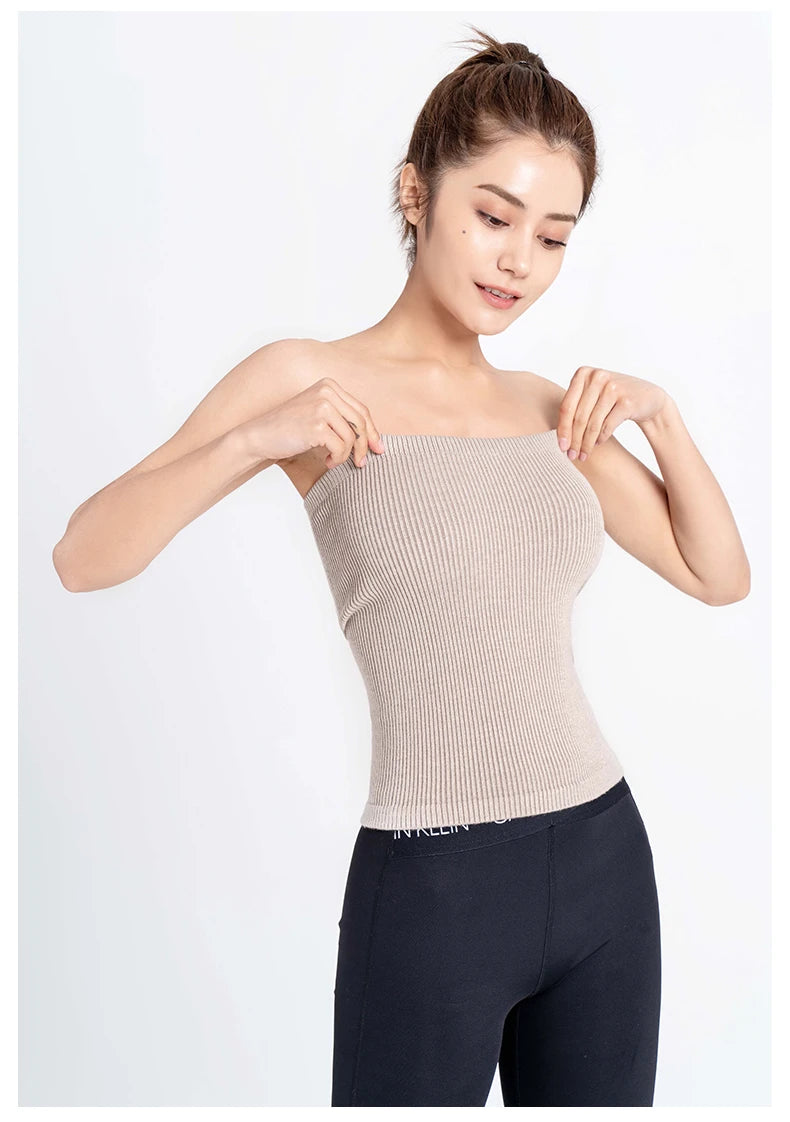 Autumn Winter Warmer Corset Chest Wrap Soft Cotton Yarn Thin Women Knitted Underwear Shapewear Tube Top High Elasticity Seamless
