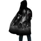 Winter Men For Women Hooded Cloak Darkness Wolf Love Gets you Hurt 3D All Over Prined Fleece wind breaker Warm Hood Cloak