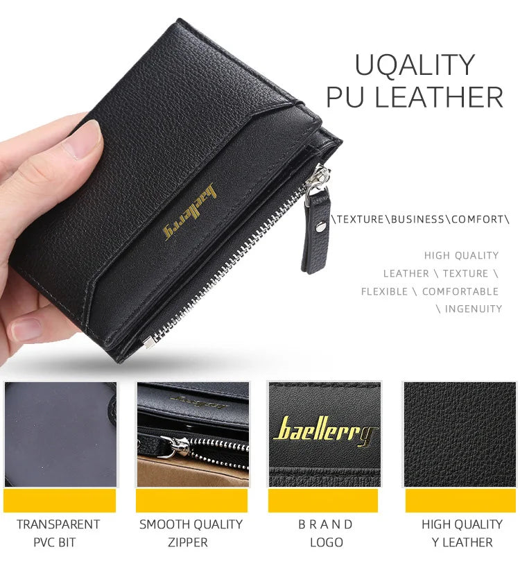 2024 New Men Wallets Free Name Customized Short Male Purse Zipper High Quality Card Holder PU Leather Wallet For Men