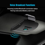 Bluetooth 5.0 Handsfree Car Kit Hifi Speaker 2W Wireless Audio Receiver MP3 Music Player Noise Cancelling Sun Visor Clip