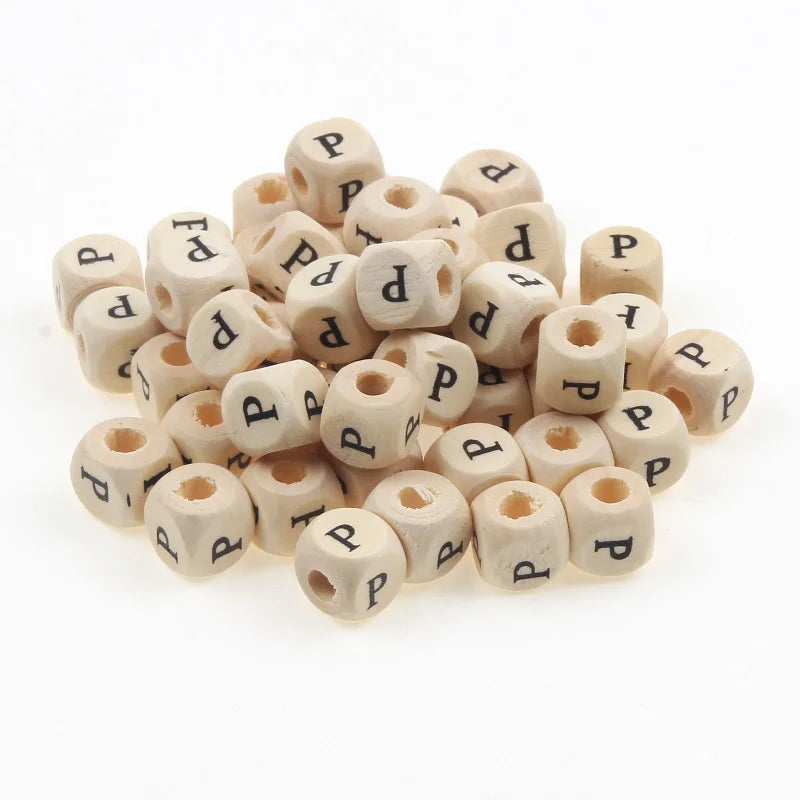 Natural Wooden 50pcs10mm Square Letter Beads Handmade Making Fashion Jewelry Gasket Beads DIY Wooden Bead Carfts Letter Optional