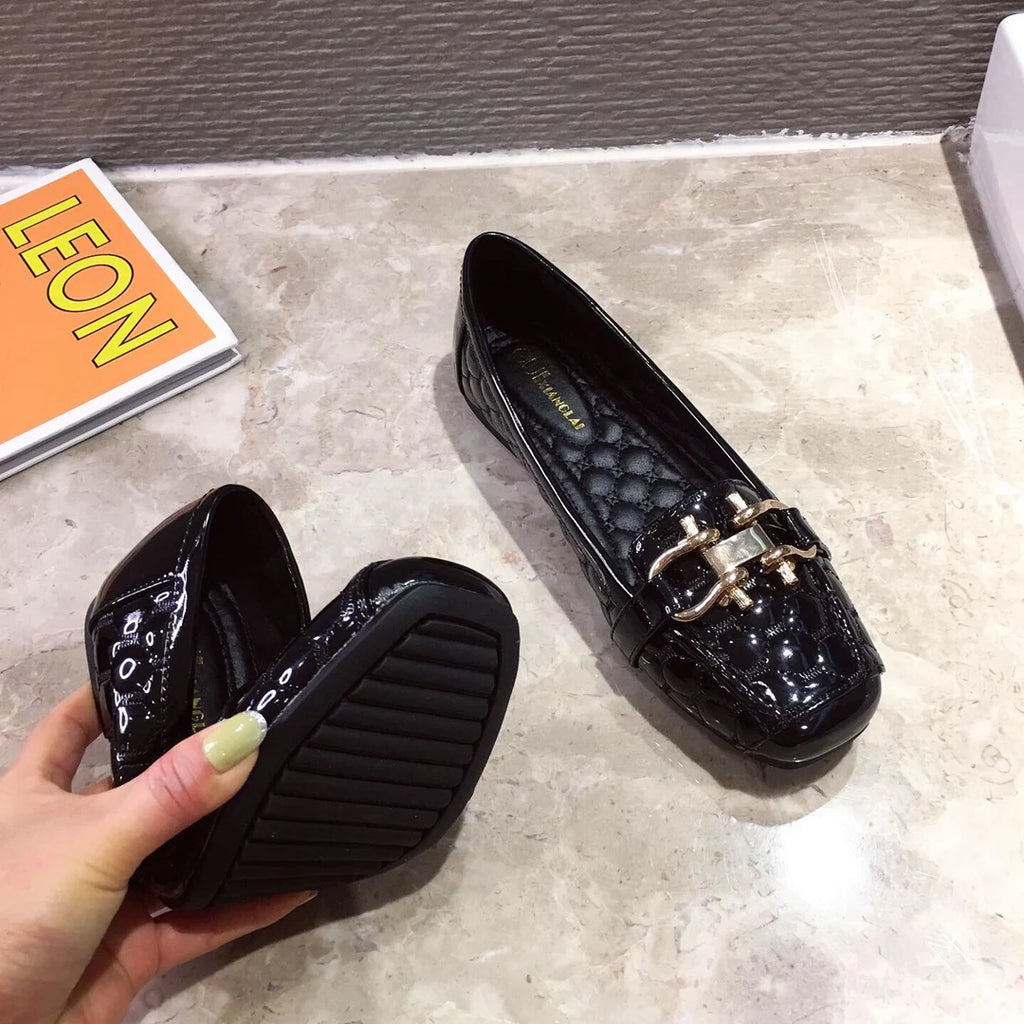 Woman's Flats Casuales for Female Soft Bottom Comfortable Square Head Single Shoes White Black Red Ladies Spring Autumn Loafers