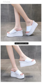 Women Slippers Female Shoes Rubber Beach Slippers For Women Ladies High Platform Flip Flops Red Slides New Summer Shoes Woman