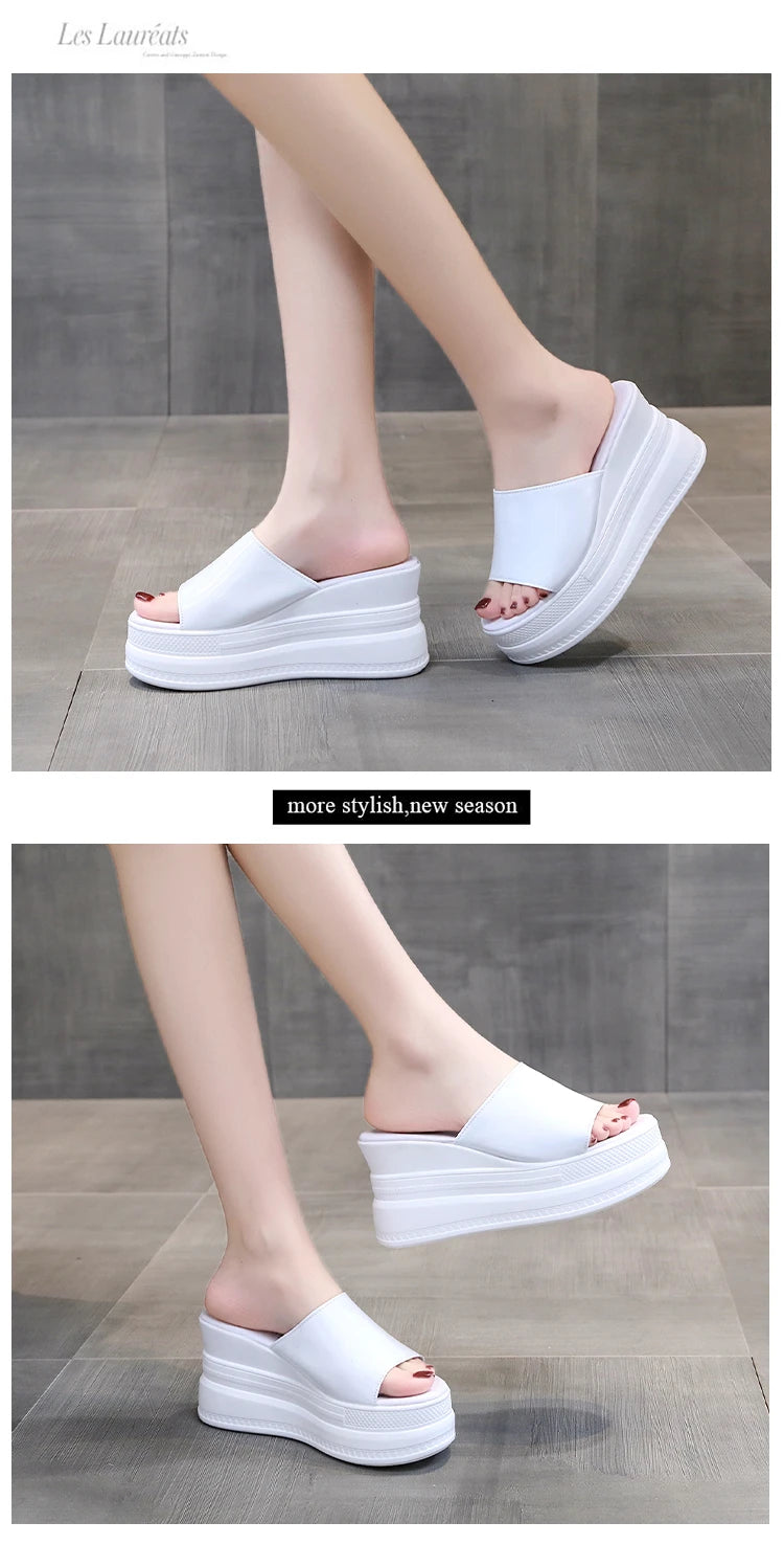 Women Slippers Female Shoes Rubber Beach Slippers For Women Ladies High Platform Flip Flops Red Slides New Summer Shoes Woman