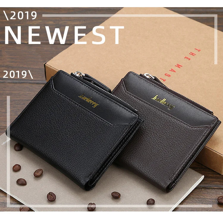 2024 New Men Wallets Free Name Customized Short Male Purse Zipper High Quality Card Holder PU Leather Wallet For Men