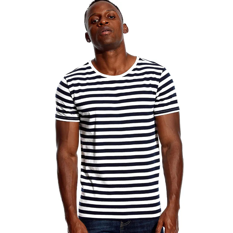 Striped Shirt for Men Stripe T Shirt Male Top Tees Navy Russian Shirt Red White Black Blue Boy Even Basic Wide Stripped Casual