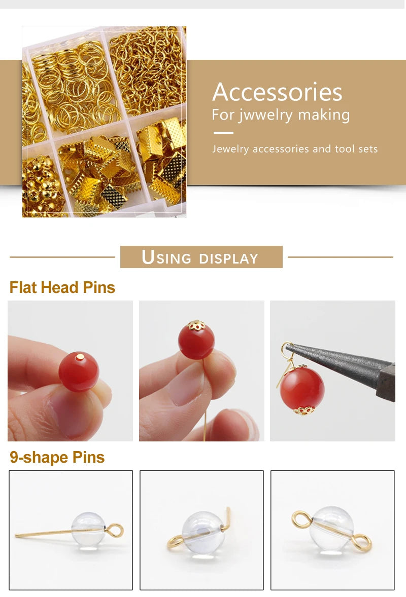 Alloy Accessories Jewelry Findings Set Copper Wire Open Jump Rings Jewelry Making ToolsEarring Hook Jewelry Making Supplies Kit