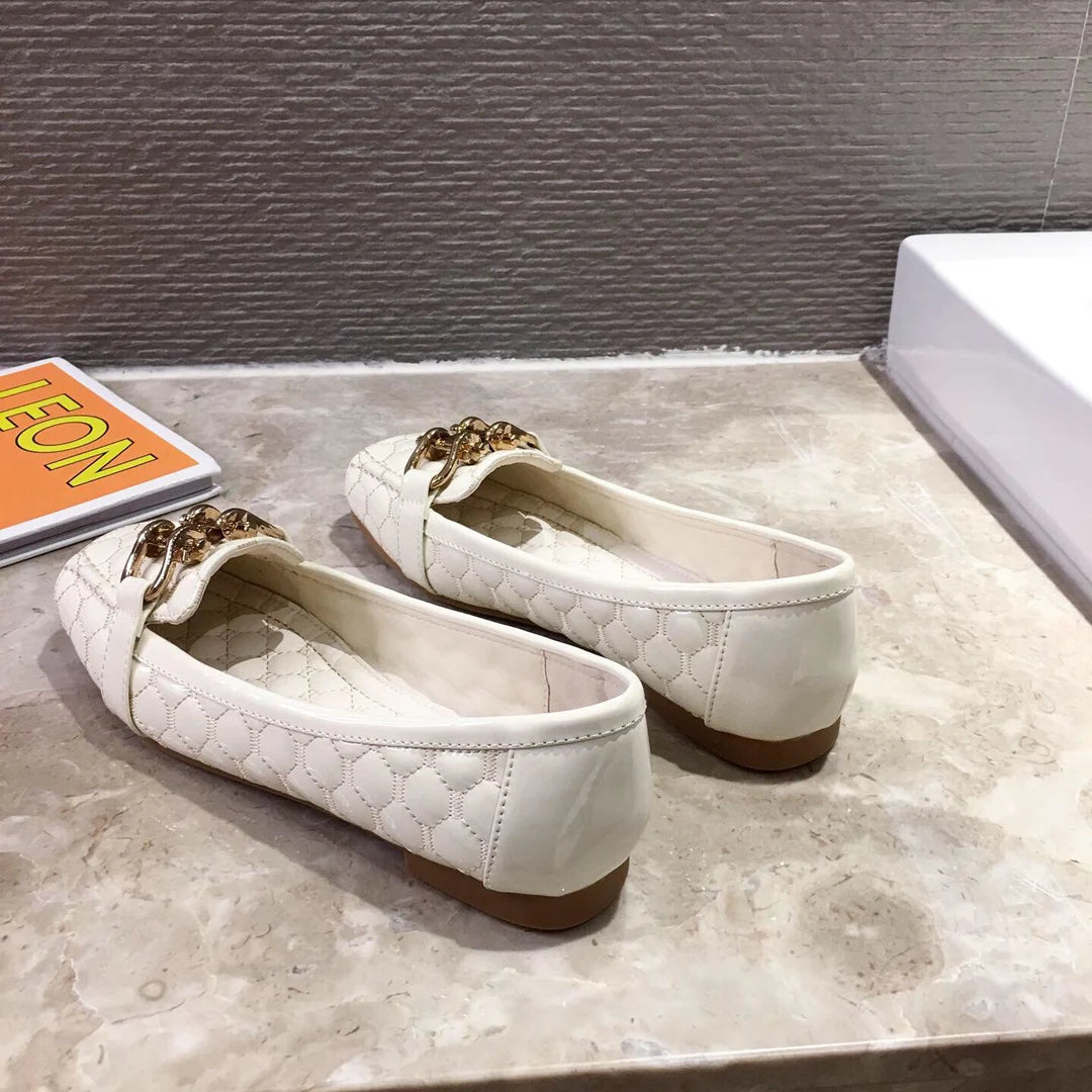 Woman's Flats Casuales for Female Soft Bottom Comfortable Square Head Single Shoes White Black Red Ladies Spring Autumn Loafers