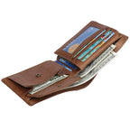 GENODERN Cow Leather Men Wallets with Coin Pocket Vintage Male Purse RFID Blocking Genuine Leather Men Wallet with Card Holders