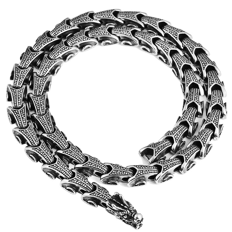 Gothic Dragon Keel Chain Choker Necklace For Men Heavy 316L Stainless Steel On Neck Jewelry Birthday Gifts For Boyfriend Father